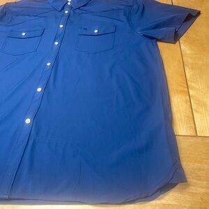 BURLEBO Men's Performance Western Pearl Snap Button Shirt XL Dark Blue EUC